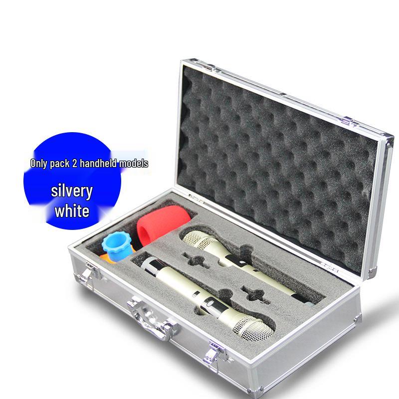 KTV Portable Wireless Microphone Storage: 2-Piece Aluminum Case for Handheld & Lavalier Mics.