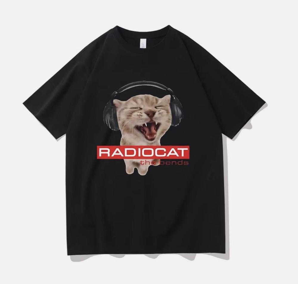

British Rock Band Radiohead Funny Radiocat The Bends Print Tshirt Men Women Vint Unisex T-Shirt XXXXL