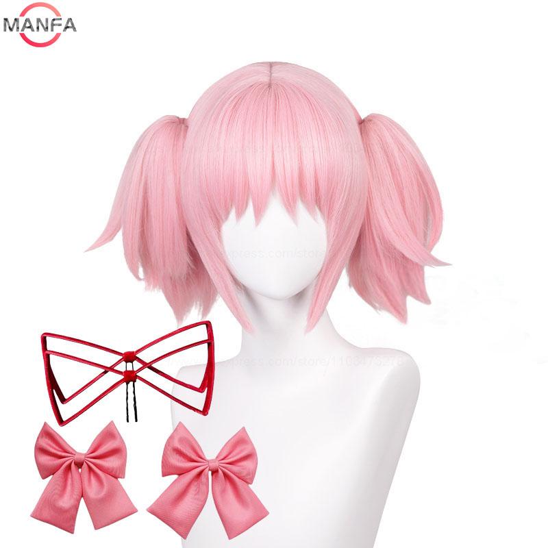 

Парики для косплея Мадоки Канамэ Розовый 30 см Короткие Заколки Хвосты Канамэ Мадока Аниме Парик Косплей Термостойкие Синтетические Волосы