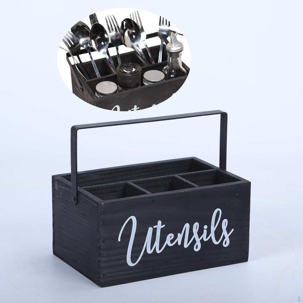 Countertop Holder for Kitchen Utensils with Compartments Forks And Spoons