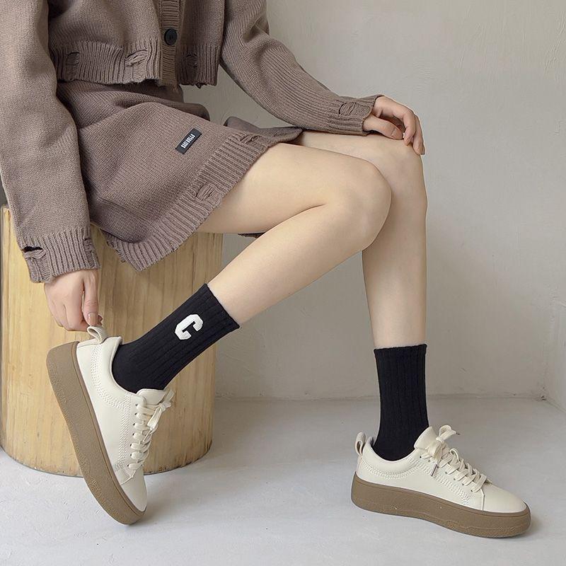 Autumn & Winter College Style Lettered Cotton Sports Socks