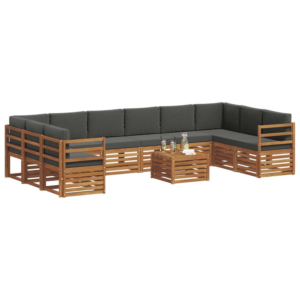 Outdoor Sofa Set with Cushions 11 pcs Natural and Anthracite
