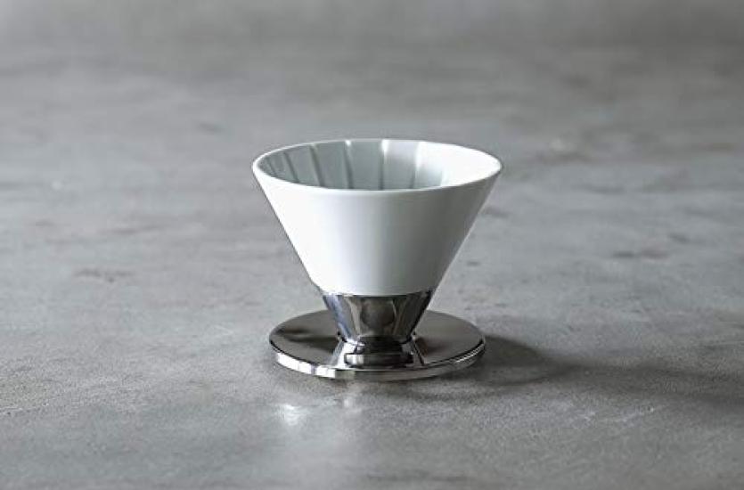 Kawiarka Dripper Błyszcząca Biała Dripper z imponującym połączeniem metalu [Prefektura Saga/Arita] [Beasty Coffee]