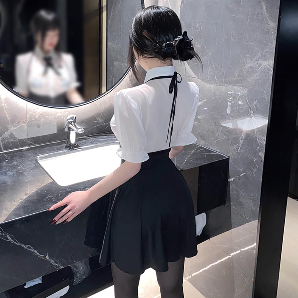 Cosplay Sexy Secretary Female Teacher OL Skirt Long Sleeve Extreme Erotic Cute Uniform Ladies Temptation One Size Fits Most Nipples 6 Piece Set