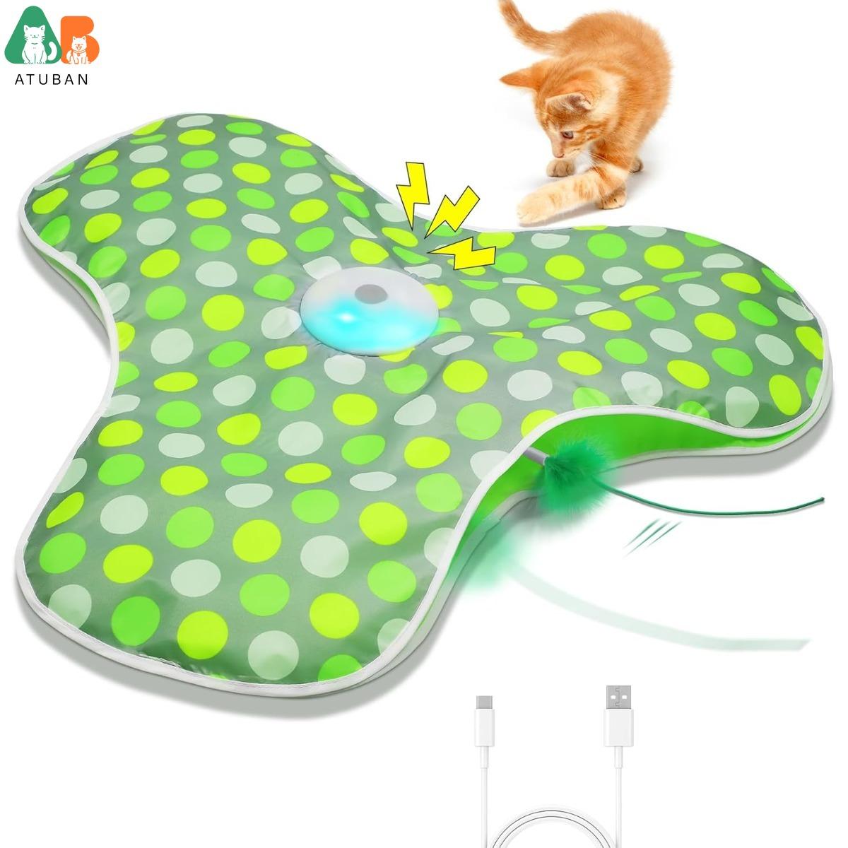 

Interactive Cat Toys Rechargeable,Moving Concealed Feathers,Real Mouse Squeaky,Touch Activated Cat Kitten Toy Cat Exercise Toys зелёный