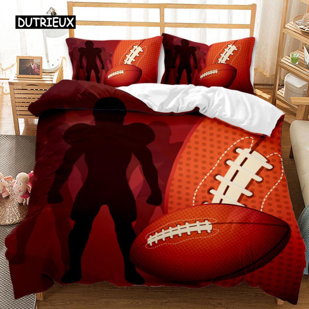 Piłka nożna Piłka nożna z ogniem Młodzieżowy sportowy zestaw pościeli dla nastolatków Piłka nożna Podwójna królowa King rozmiar Poliester Poszewka na kołdrę