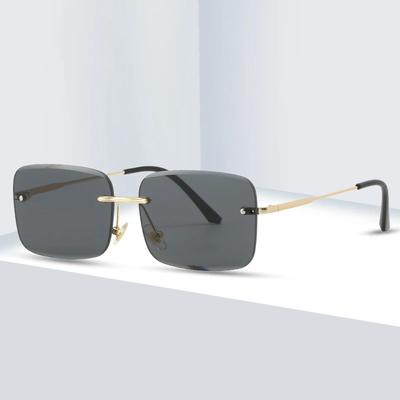 Retro Frameless Sunglasses Women Brand Designer Rimless Gradient Sun Glasses Fashion Shades Cutting Lens Metal Eyewear