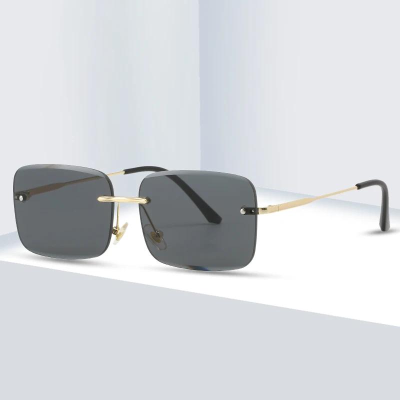 Retro Frameless Sunglasses Women Brand Designer Rimless Gradient Sun Glasses Fashion Shades Cutting Lens Metal Eyewear