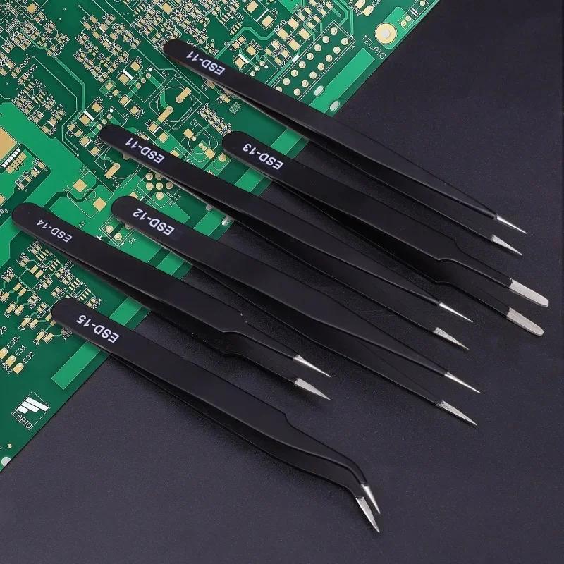 Anti-Static Stainless Steel Tweezers Precision Maintenance Industrial Electronic Repair Tool Car Body Sheet Metal Repair Tools