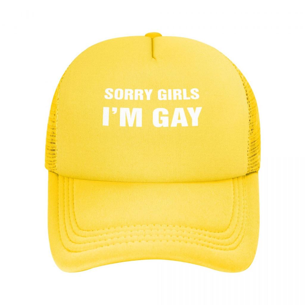 Sorry Girls IM Gay Stretchy Trucker Klobouk Síťovaná Baseballová čepice Nastavitelná čepice se zapínáním na zip pro Unisex ženy Pohodlné Prodyšné