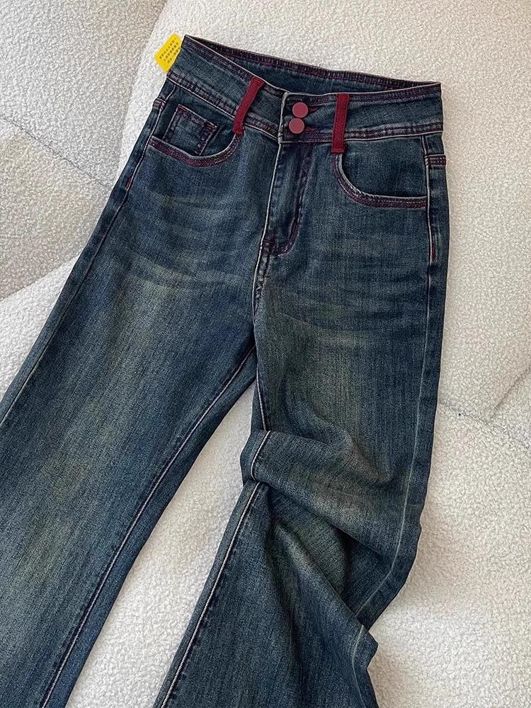 Women's 2025 High Waist Stretch Flare Jeans: Slim Fit, Straight Leg, Pear-Shaped, Slimming, Spring/Autumn.