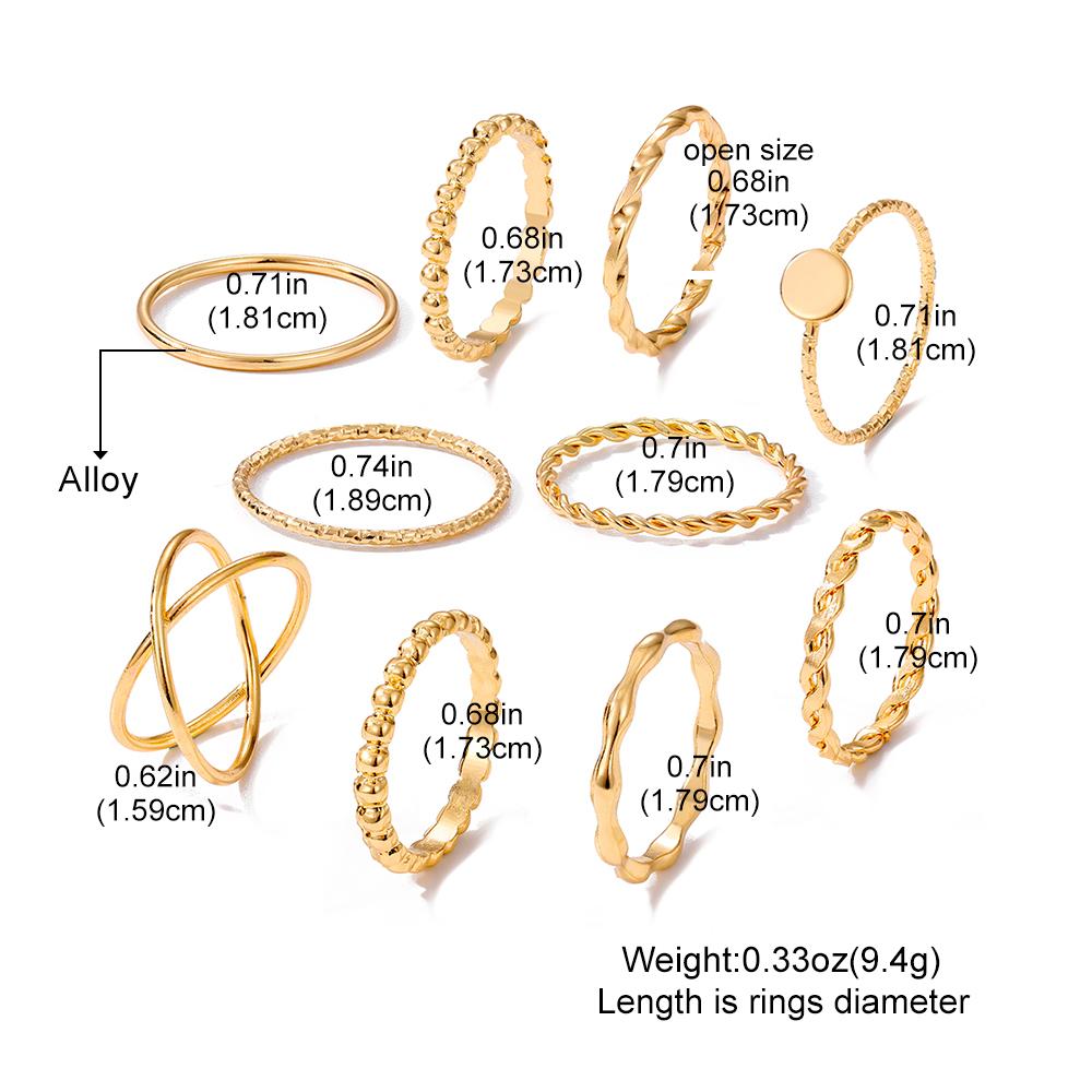 Sculptură artificială lucioasă Inel elegant Set de inele de modă 2023 Nou elegant, lux, inel sculptat, farmec simplu, inel nobil pentru femei, set de inele de 10 piese