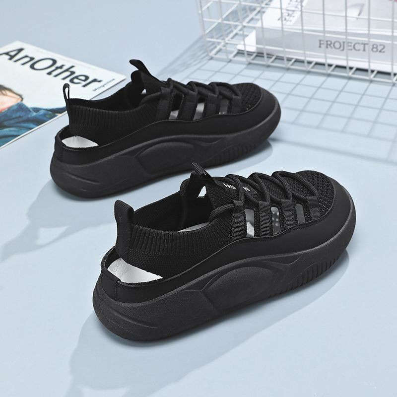 Black Women's Shoes Sports Sandals Women's 2025 Summer New Breathable Non-slip Not Tired Feet Work Shoes Thick Sole