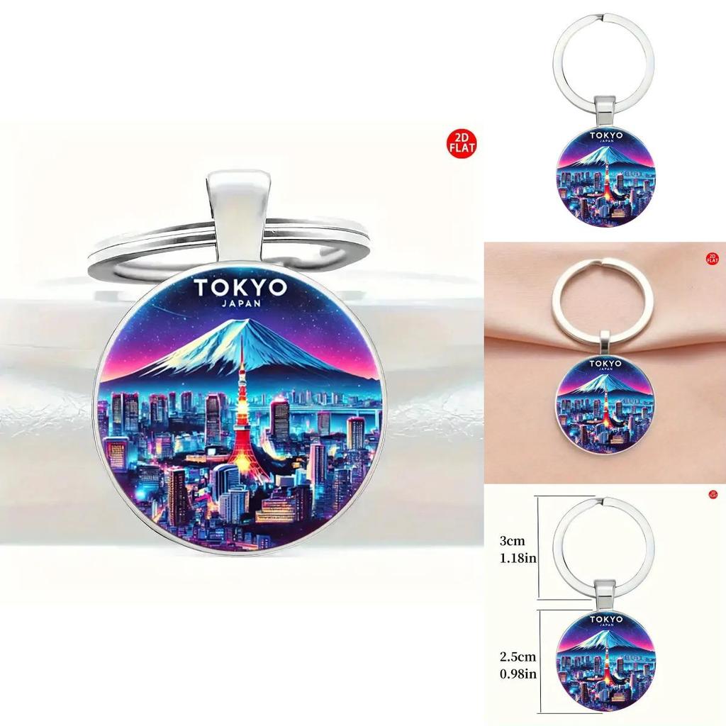 Tokyo Landscape Keychain With Silver Finish For Holiday Presentations
