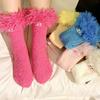 Crazy Big Mouth Monster Plush Socks Thickened Coral Fleece Cartoon Sleep Socks Winter Warm Soft Home Socks For Women Girls