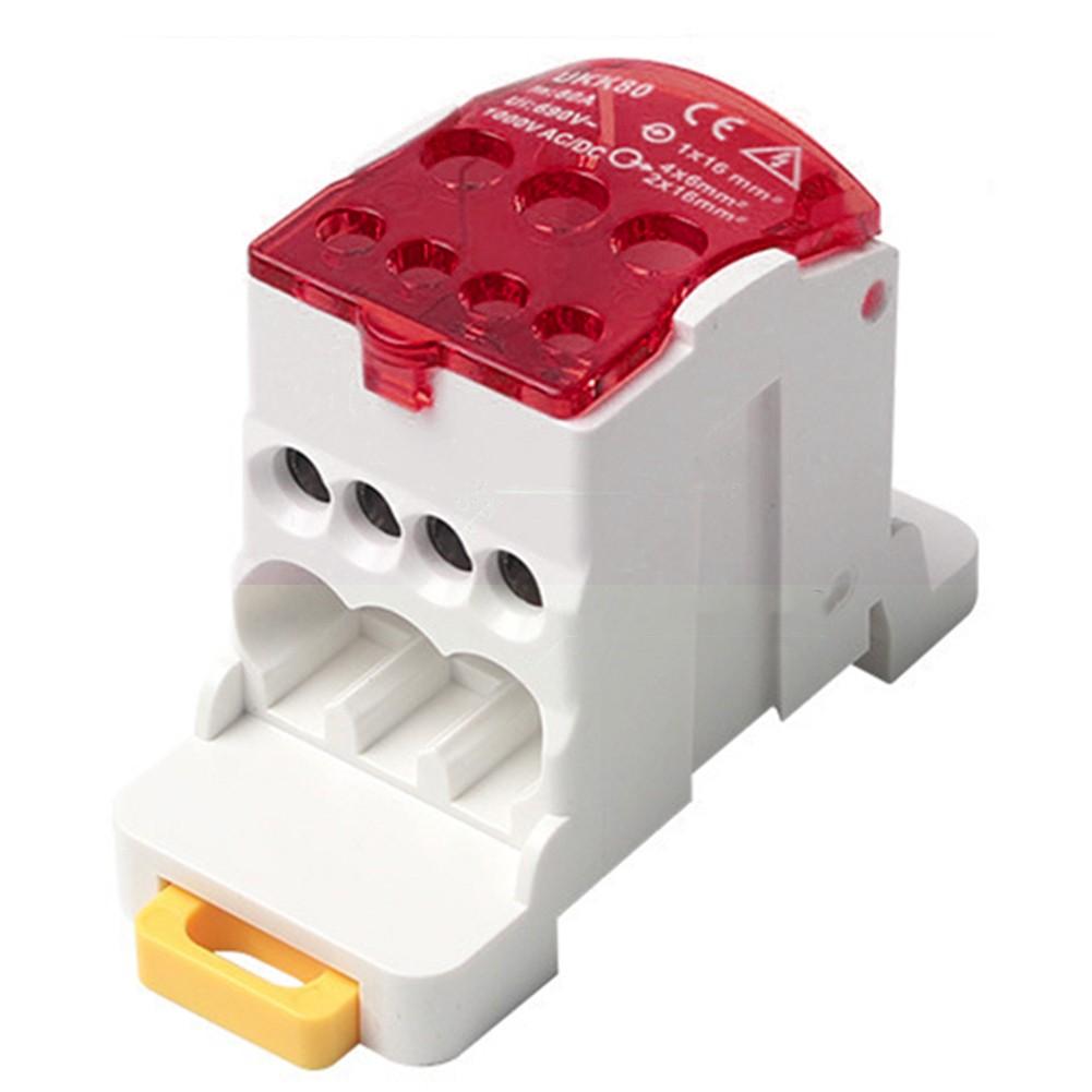 

Essential Wiring Accessory Red Power Distribution Junction Box for DIN Rails 80A