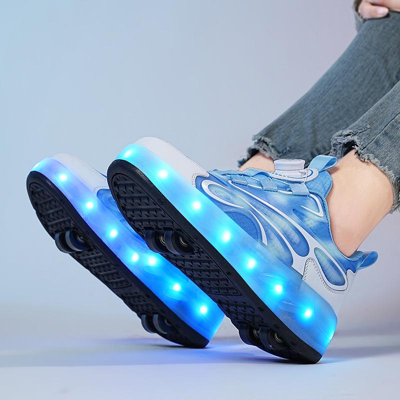 Runaway Shoes, Small Four-wheel Pulley Shoes, Student Sneakers, USB Charging Luminous Shoes, Boys and Girls