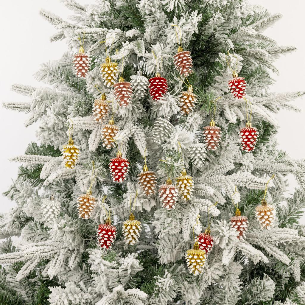 6cm Christmas Tree Ornaments Plastic Pine Cone Decorations Red Gold Silver Champagne Rose Gold 30pcs