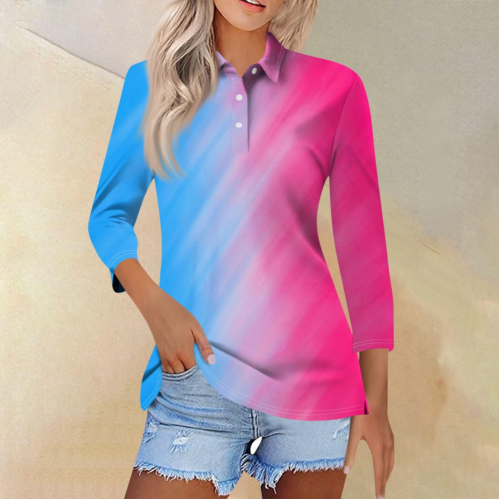 

Женская модная повседневная рубашка с отворотом и рукавом 3/4, женские топы на пуговицах L синий