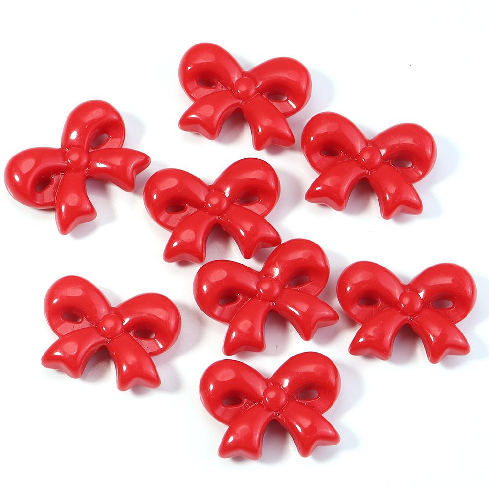 10pcs 23.5x31mm Acrylic Bow Beads Colorful Bowknot Loose Spacer Bead For Jewelry Making DIY Bracelet Phone Key Chain Accessories