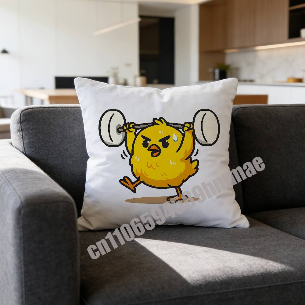 For Lively Cute Cartoon Funny Gym Chick Chicken Throw Pillow Case Sham 45X45Cm 40X40Cm Square Car Pillowcase Pad Cushion Cover