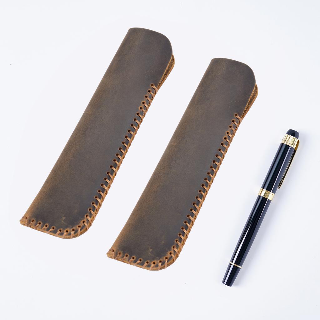 Handmade Genuine Leather Storage Bags Creative Vintage Pen Sleeve and Pencil Case for Fountain Pen and Pencil for Organization