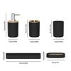 5pcsSimple Plastic Wash Bathroom Set with Bamboo Lid Toothbrush Holder Cup Soap Tray Soap Dispenser Kit Set Household Items Gift