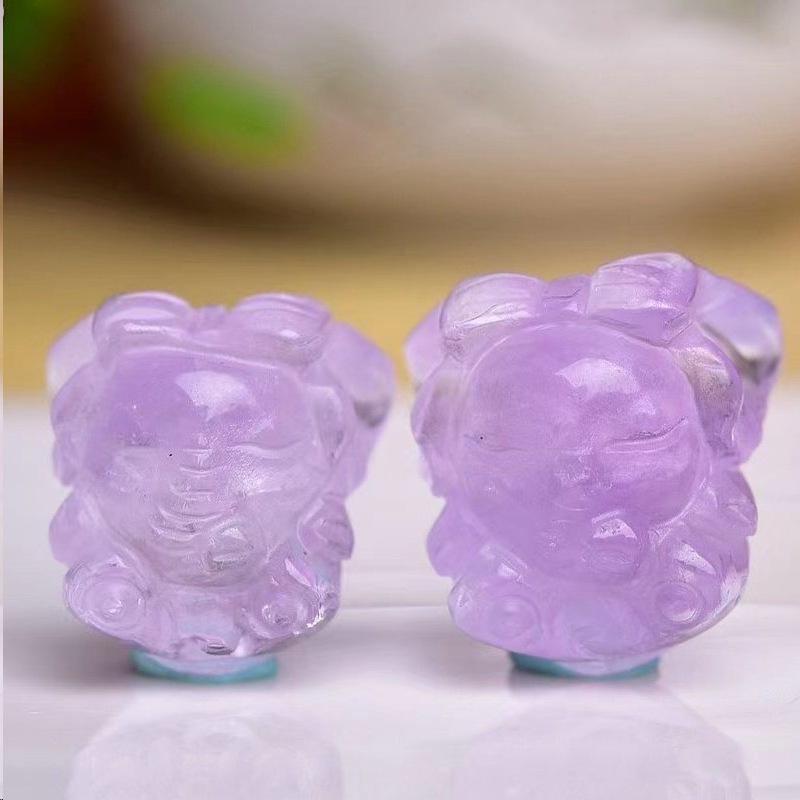 Amethyst Butterfly Flower Charm: Buddha, Nine-Tailed Fox, Cat, Rabbit, Crystal Bear Pendant