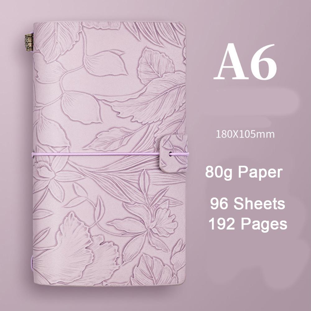 (Logo Can Be Engraved) A6 Student Printed Ledger, Leather Business Notebook with Strap, Notepad, Travel Diary, Portable Memo, Meeting Record Book