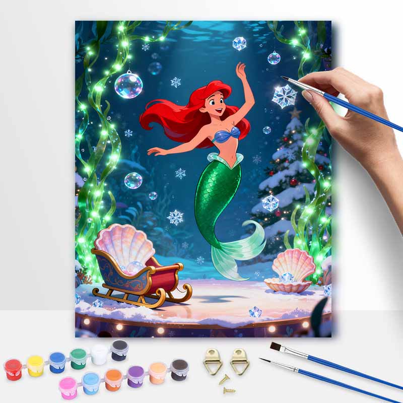 Disney digital oil painting art kit mermaid underwater christmas handmade diy home decorations