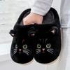 Zapatillas de gato de dibujos animados para hombre y mujer, pantuflas de plataforma gruesas esponjosas para el hogar, chanclas de felpa cálidas para interiores, zapatos de algodón