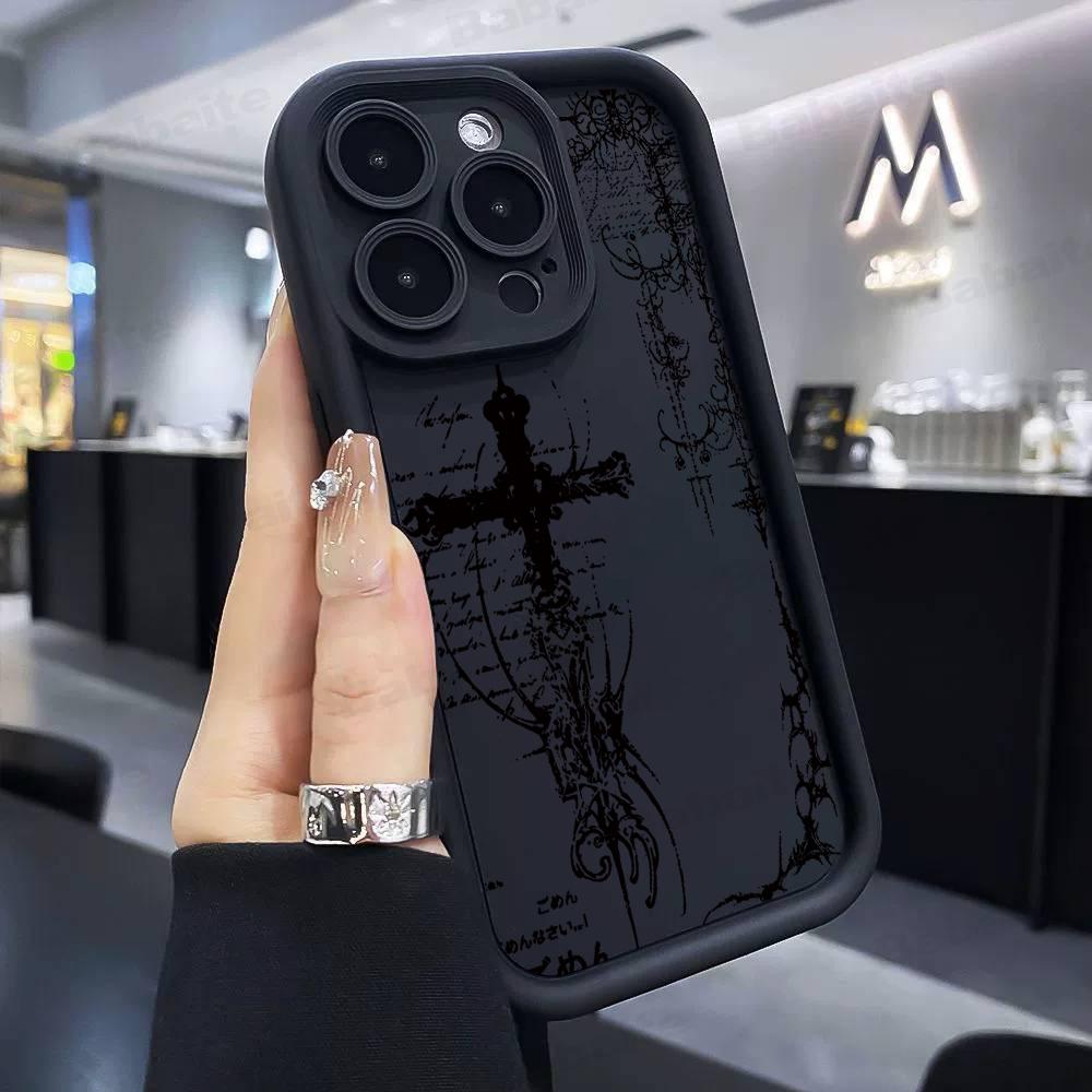 Black and white cross art illustration Phone Case For Samsung Galaxy A17 A07 A06 A26 A16 A06 A35 A55 A25 A05s A15 A54 A34 A36 5G Samsung A32 4G