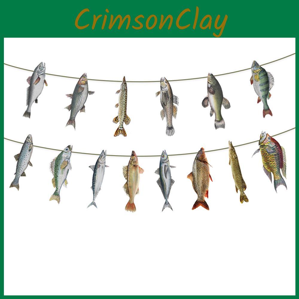 Creative Fishes Pattern Paper Banner Fishing Party Scene Props Decoration