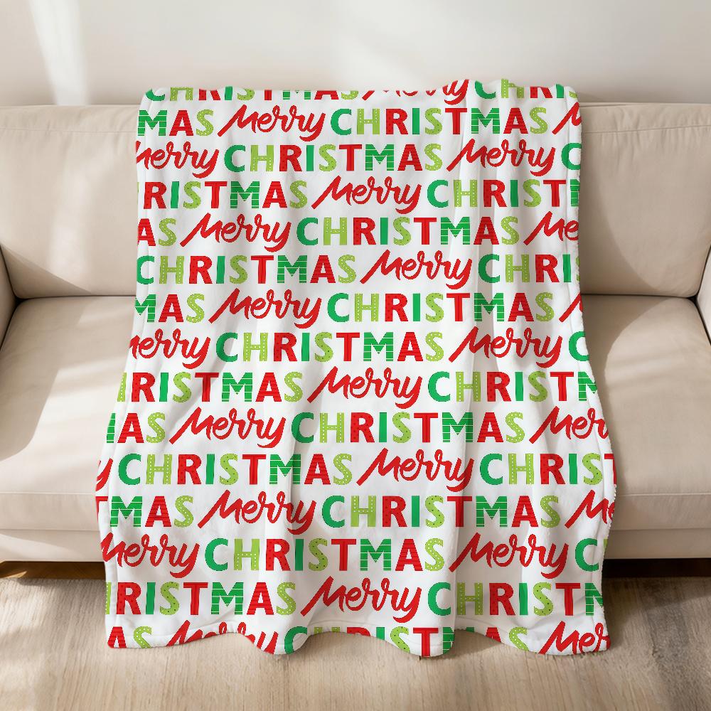 Christmas Pattern Red Green Stripes Flannel Soft Warm Plush Blanket Sofa Living Room Pet Hogar Bedroom Gift Home Car Portable