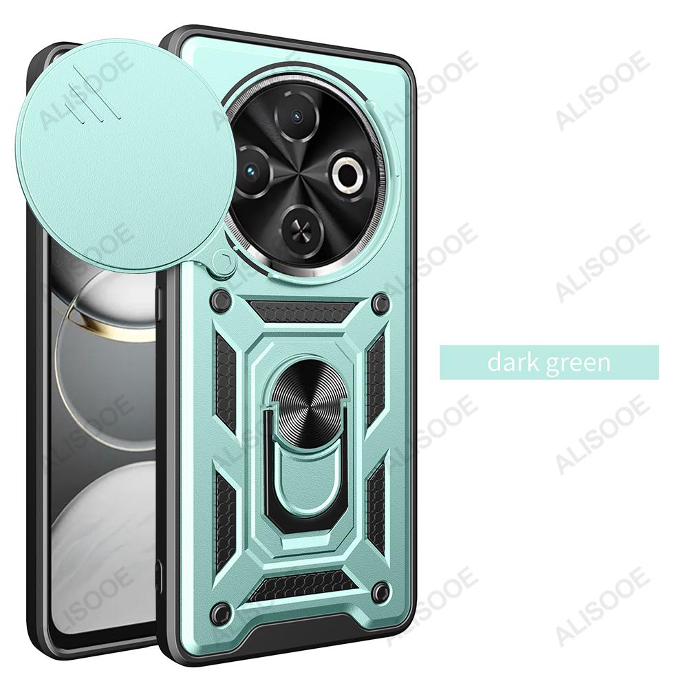 Armor Funda for Tecno Spark 30C 4G (KL5, Kl5n) Case Slide Camera Lens Protect Ring Stand Back Cover for Tecno Spark 30C Capa