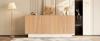 Sideboard, Living Room Cabinet, Geometric Groove Structure, 4 Doors, 2 Separate Storage Spaces, Height-Adjustable Shelves