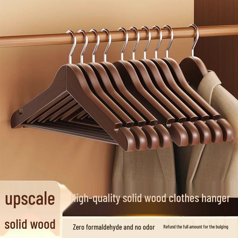 Anti-Slip Solid Wood Clothes Hanger - No Trace, Ideal for Home, Store, and Hotel Wardrobes