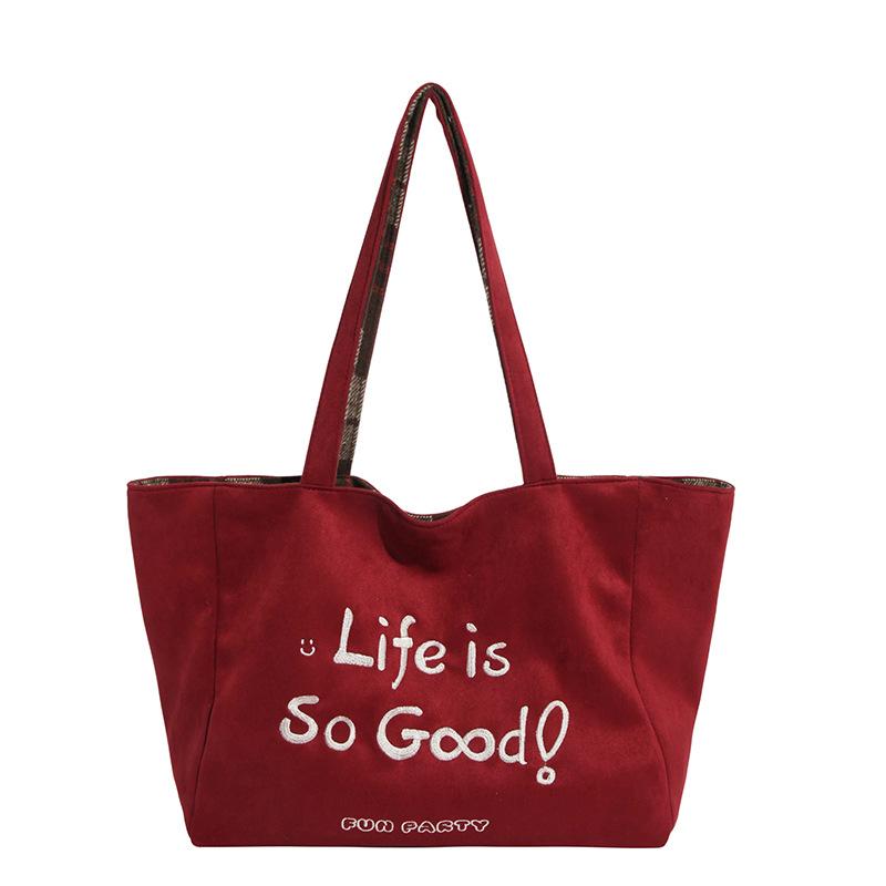 Autumn and Winter Plaid Shoulder Bag Ins Retro British Plaid Canvas Bag Large Capacity Tote Bag Commuter Bag Women