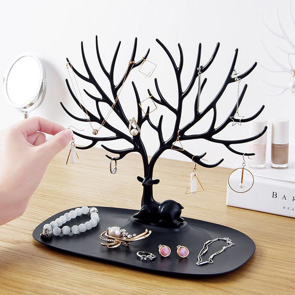 Deer Plastic Holder Tree Shape Jewelry Organizer Ring Display Tools Jewelry Display Rack Ornament