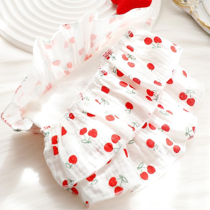AZA Dog Princess Dresses for Small Dogs Clothes Cherry Costume Pet Suspenders Girl Cat Cute Lace Coat Floral Outfits Summer Costumes (M,Cherry)