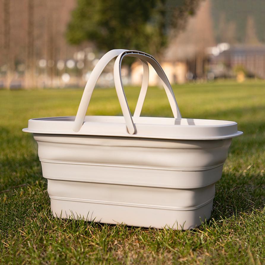 1pc Collapsible Sink & Picnic Basket - Durable PVC, Ideal for Camping, Hiking, Dishwashing & Family Gatherings, Multifunctional