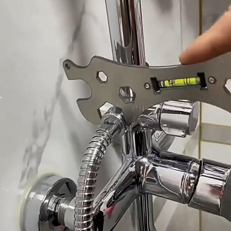 Multipurpose Bathroom Faucet Installation Wrench with Level Ruler for Precise Faucet Positioning and Hex Nut Adjustment