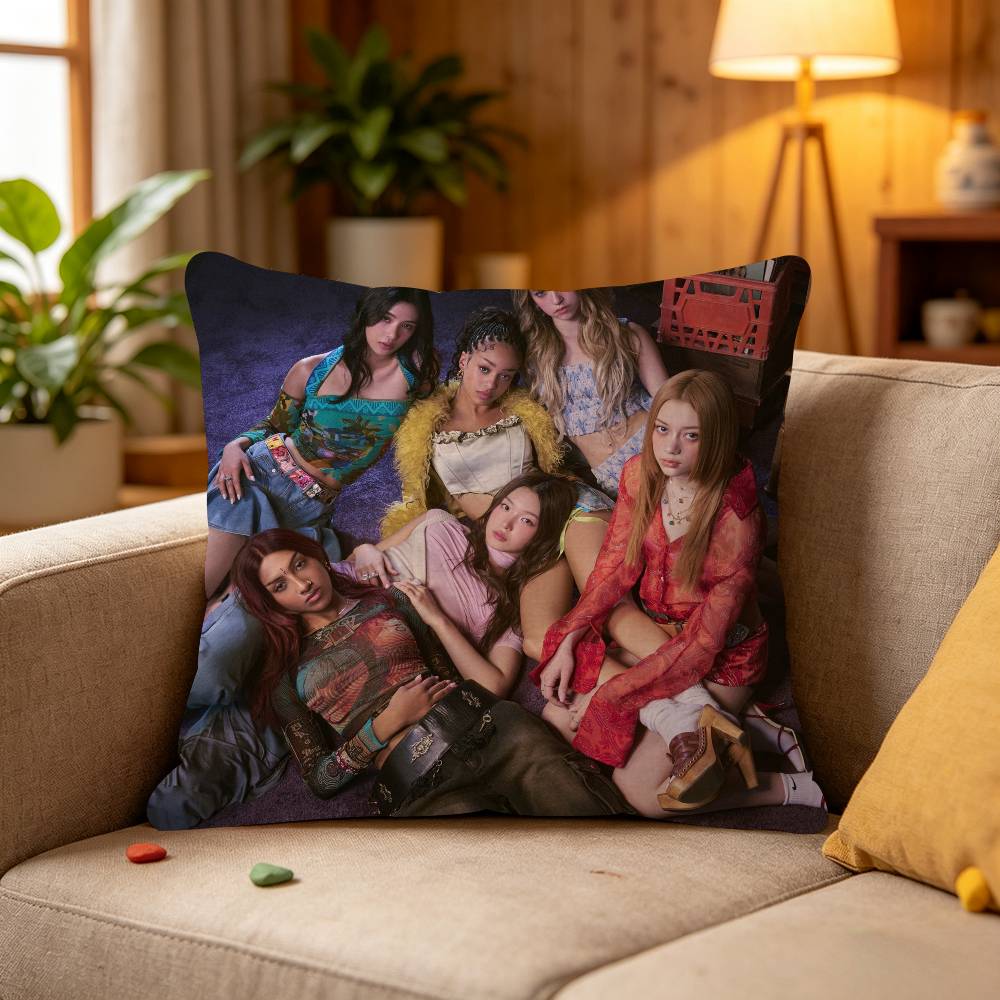 Korea Kpop Band K-Katseye Cushion Cover Inches Farmhouse Decor Home Throw Pillow Covers for Couch Decorations