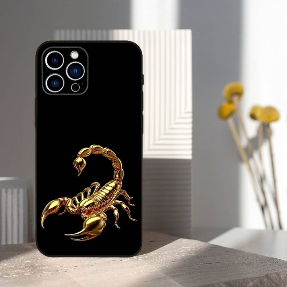 Cool Art Animal Scorpion Phone Case For iPhone 16,15,14,13,12,11 Plus,Pro Max,XS,X,XR,SE,Mini,8,7,Soft Silicone Black Cover iPhone12PROMAX
