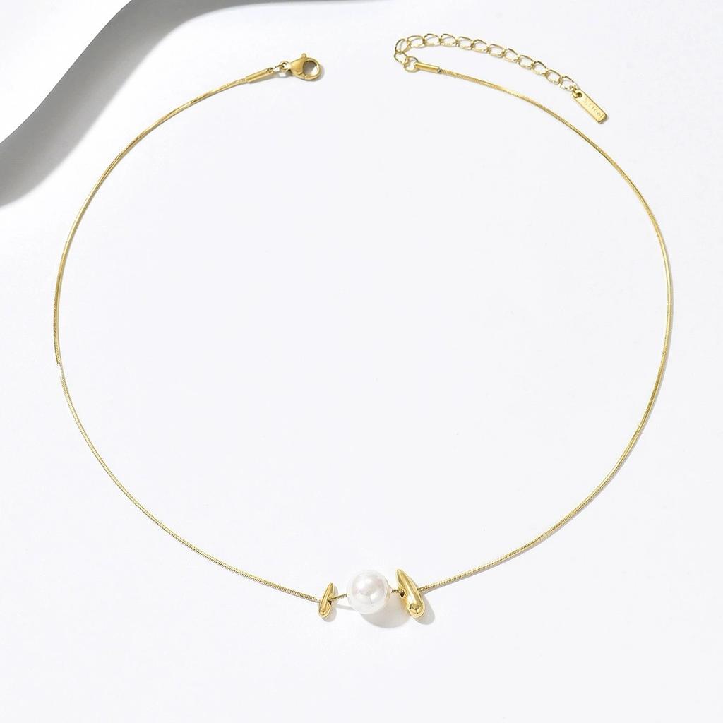 Fashion Jewelry Stainless Steel Snake Bone Chain Pendant Necklaces for Women Gold Plated Clavicle Chain Necklace