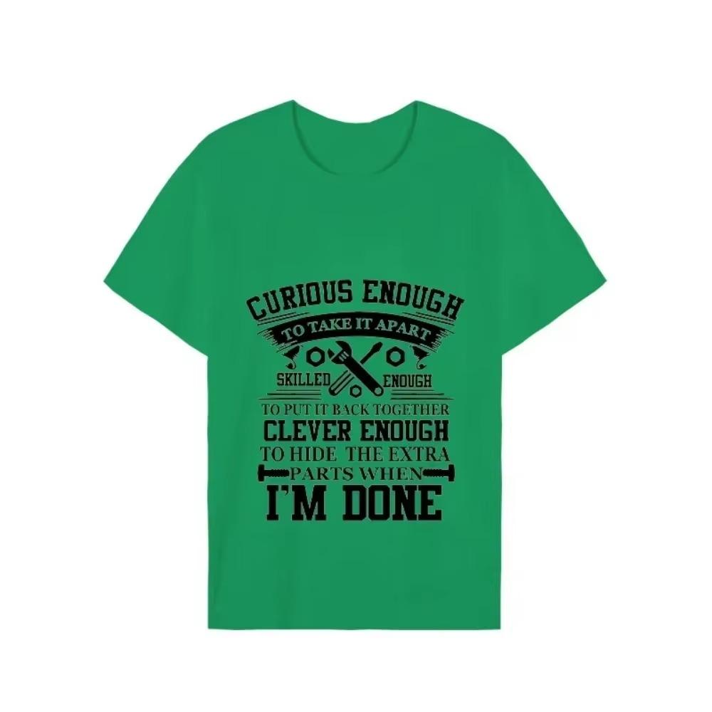 Tee T Shirts for Men Curious Enough To Take It Apart Auto Mechanic Funny Design T-shirts Short Sleeve Tops Summer Men Tshirt Tee