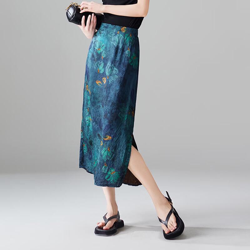 SOFSIL Women s Vintage Print Slit H-Line Skirt 28/L