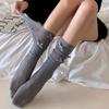Hollow Out Bow Design Stacking Fishnet Socks Mid Calf Lace Stockings Bow Fishnet Mesh Socks for Women Kawaii Y2K Street Style