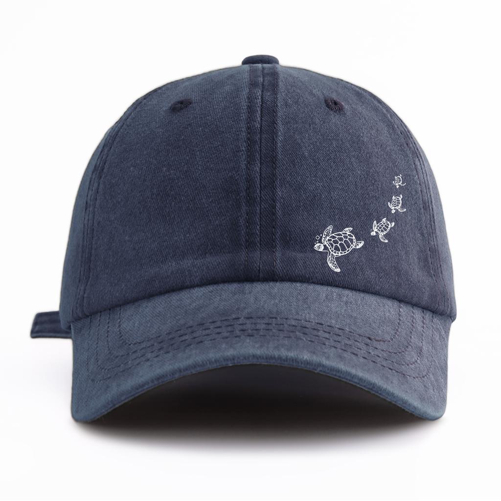 1 Stück gewaschene Baseballkappe mit Schildkrötenmuster für Erwachsene, minimalistischer Retro-Stil, lässige, weiche, verstellbare Dad-Kappe, perfekt als Geschenk