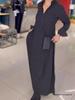 2026 Autumn/Winter European American Casual Solid Color V-Neck Long Sleeve Dress for Women